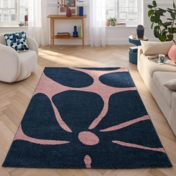 Tapis ABBY bleu motif vintage 120x160 cm