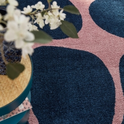 Tapis ABBY bleu motif vintage 120x160 cm