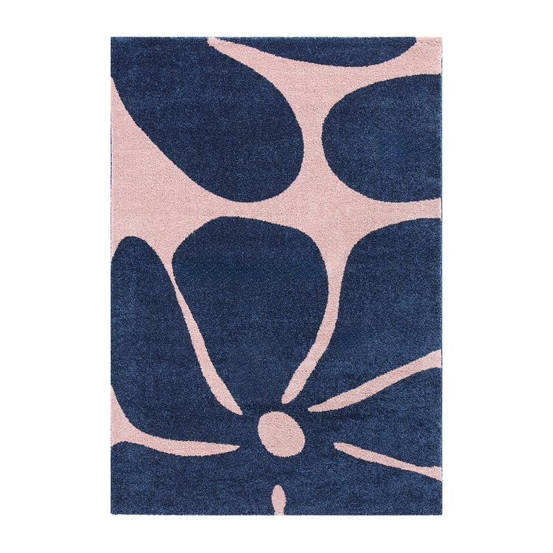 Tapis ABBY bleu motif vintage 120x160 cm