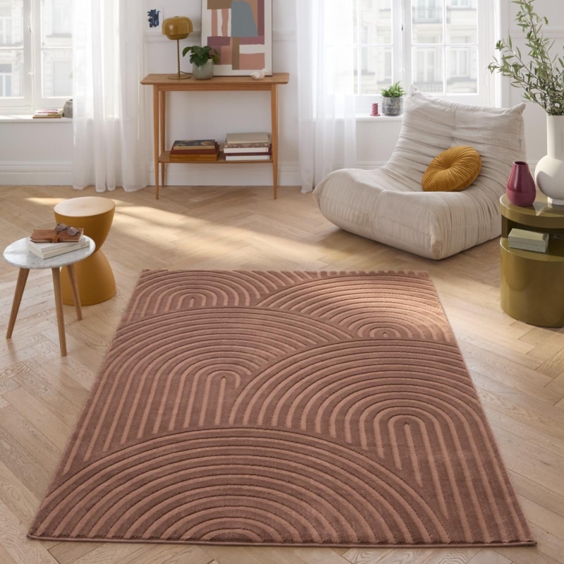 Tapis OLGA moka motif arc en ciel 80x150 cm