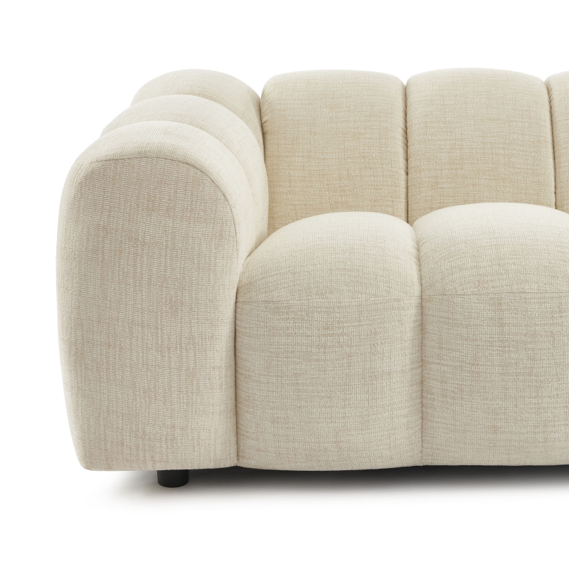 Canapé droit SUNNY 3 places tissu tweed écru