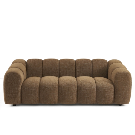 Canapé droit SUNNY 3 places tissu tweed marron