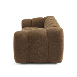 Canapé droit SUNNY 3 places tissu tweed marron