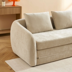 Canapé droit PAZ déplimousse 2 places tissu chenille beige