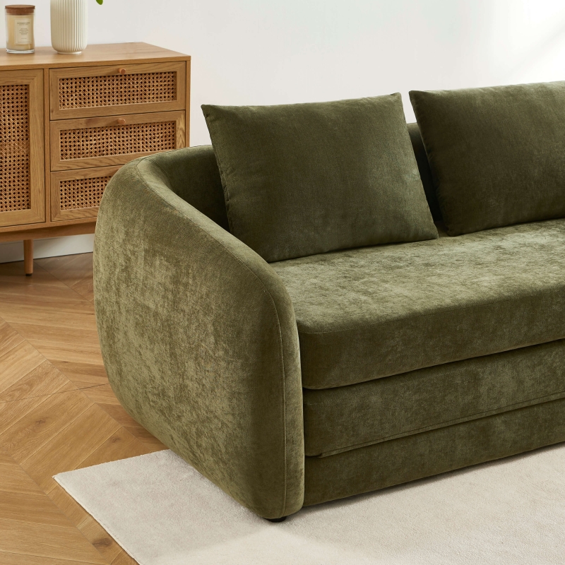 Canapé droit PAZ déplimousse 2 places tissu chenille vert