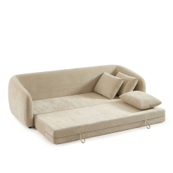 Canapé droit PAZ déplimousse 3 places tissu chenille beige