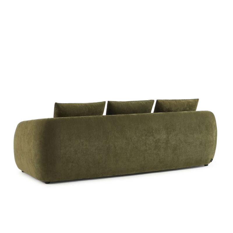 Canapé droit PAZ déplimousse 3 places tissu chenille vert