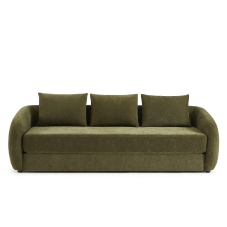 Canapé droit PAZ déplimousse 3 places tissu chenille vert