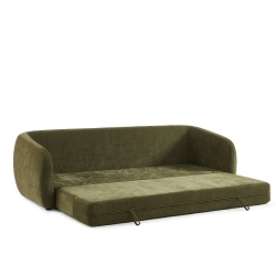 Canapé droit PAZ déplimousse 3 places tissu chenille vert