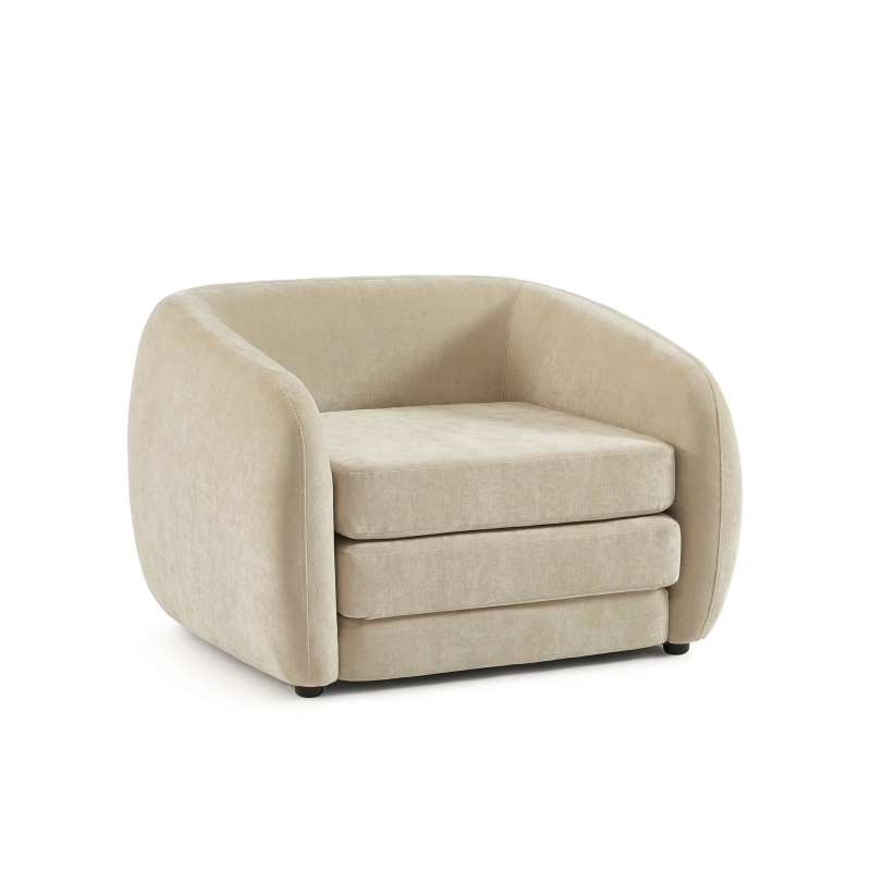 Fauteuil PAZ déplimousse tissu chenille beige