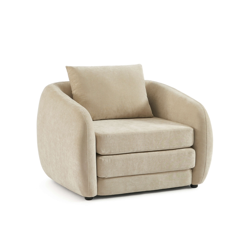 Fauteuil PAZ déplimousse tissu chenille beige
