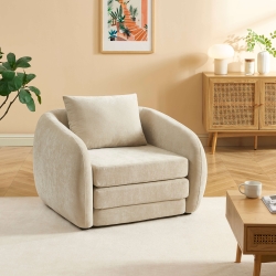 Fauteuil PAZ déplimousse tissu chenille beige