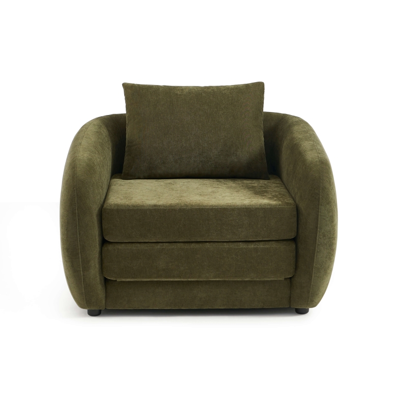 Fauteuil PAZ déplimousse tissu chenille vert