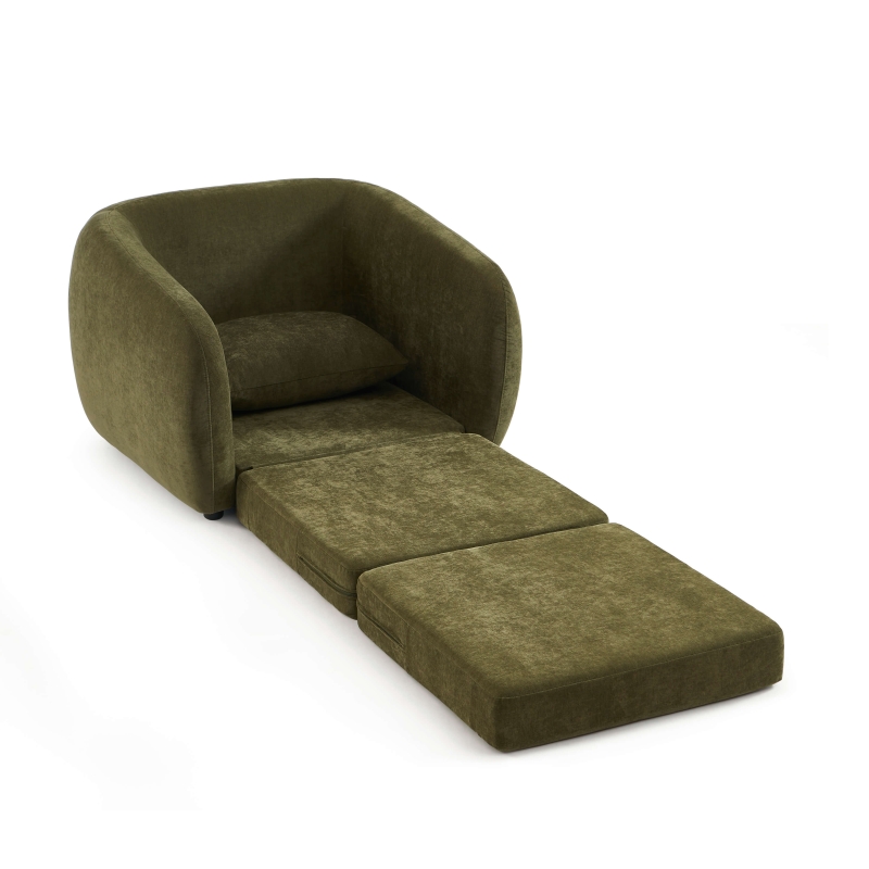 Fauteuil PAZ déplimousse tissu chenille vert