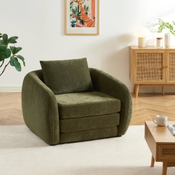Fauteuil PAZ déplimousse tissu chenille vert