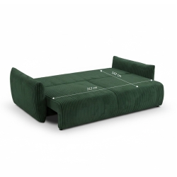 Canapé droit convertible GLORIA 3 places velours côtelé vert kaki