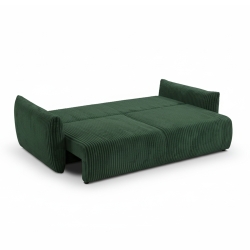 Canapé droit convertible GLORIA 3 places velours côtelé vert kaki