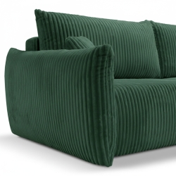 Canapé droit convertible GLORIA 3 places velours côtelé vert kaki