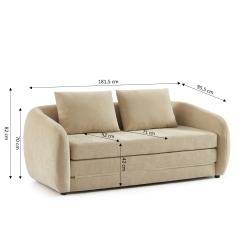 Canapé droit PAZ déplimousse 2 places tissu chenille beige