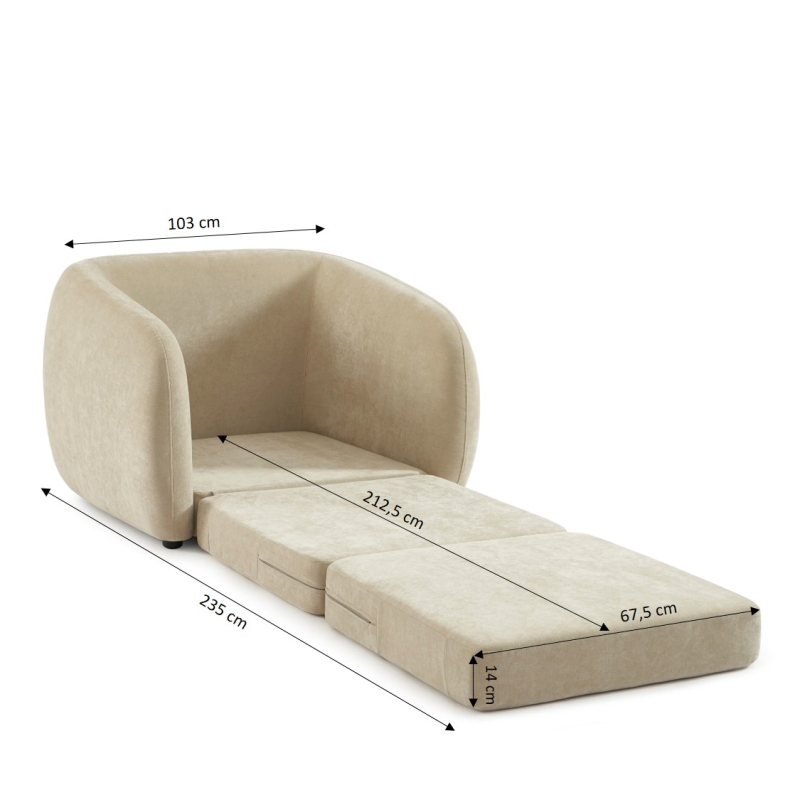 Fauteuil PAZ déplimousse tissu chenille beige