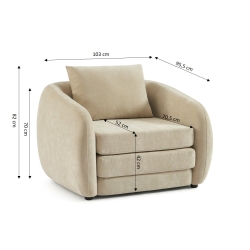 Fauteuil PAZ déplimousse tissu chenille beige
