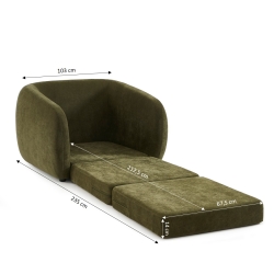 Fauteuil PAZ déplimousse tissu chenille vert