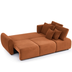 Canapé d'angle DANILO convertible velours côtelé terracotta 4 places