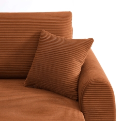 Canapé d'angle DANILO convertible velours côtelé terracotta 4 places