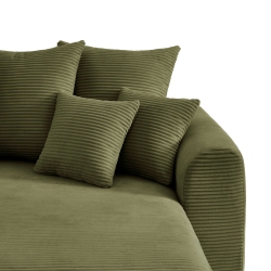 Canapé angle SOLINE convertible velours côtelé vert 4 places