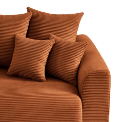 Canapé droit SOLINE convertiblevelours cotêlé terracotta 3 places