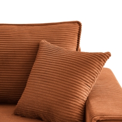 Canapé droit ZOLA convertible velours côtelé terracotta 3 places
