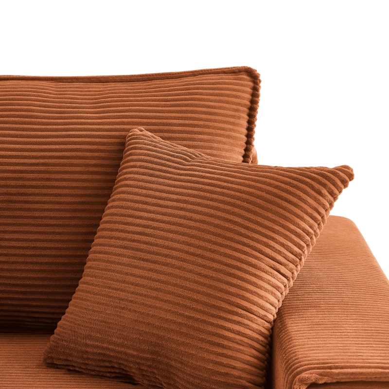 Canapé droit ZOLA convertible velours côtelé terracotta 3 places