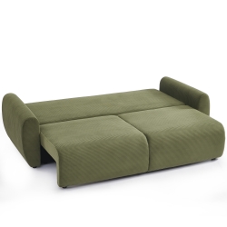 Canapé droit DANILO convertible velours côtelé vert 3 places