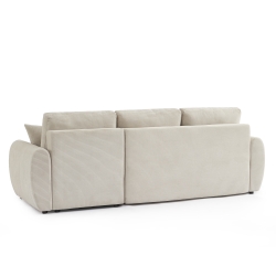 Canapé d'angle DANILO convertible velours côtelé beige 4 places