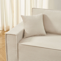 Canapé droit ZOLA convertible velours côtelé beige 3 places