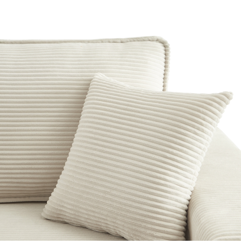 Canapé droit ZOLA convertible velours côtelé beige 3 places