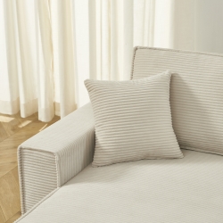 Canapé d'angle ZOLA convertible et réversible velours côtelé beige