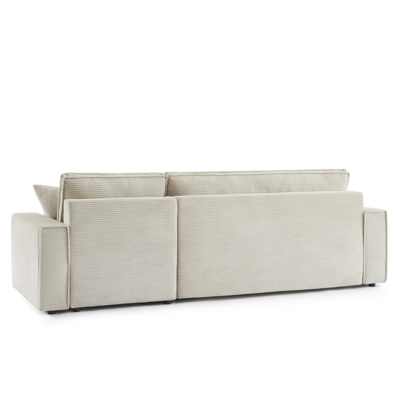 Canapé d'angle ZOLA convertible et réversible velours côtelé beige