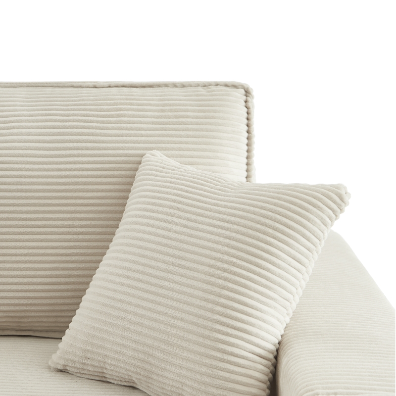 Canapé d'angle ZOLA convertible et réversible velours côtelé beige