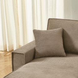 Canapé d'angle ZOLA convertible et réversible velours côtelé taupe 4 places