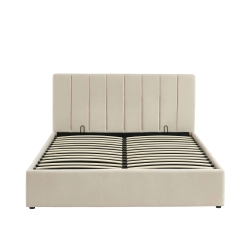 Lit coffre DARIO en tissu beige 160 x 200 cm