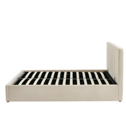 Lit coffre DARIO en tissu beige 160 x 200 cm