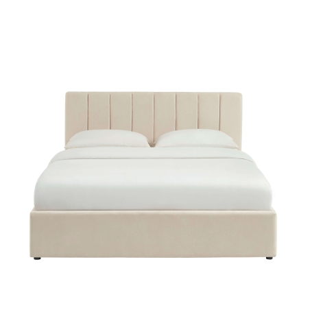 Lit coffre DARIO en tissu beige 160 x 200 cm