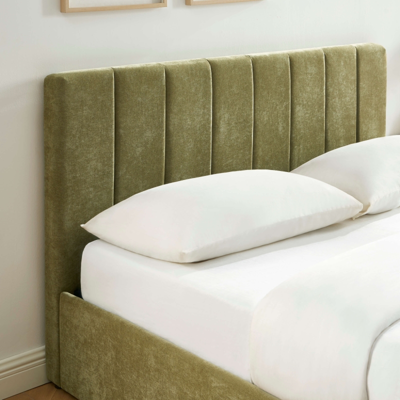 Lit coffre DARIO en tissu vert 160 x 200 cm