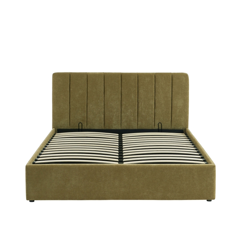 Lit coffre DARIO en tissu vert 160 x 200 cm