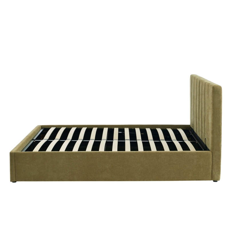 Lit coffre DARIO en tissu vert 160 x 200 cm