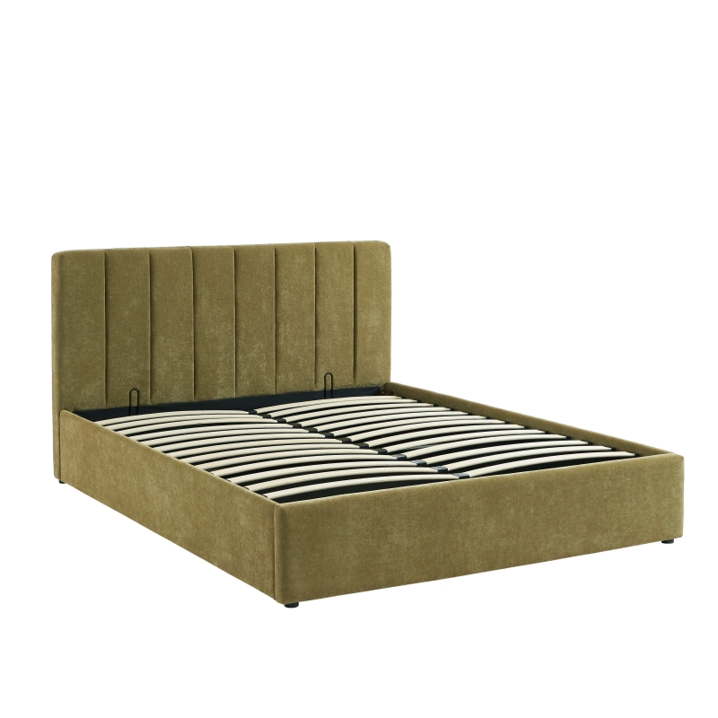 Lit coffre DARIO en tissu vert 160 x 200 cm