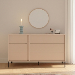 Commode 6 tiroirs HULDA beige 137cm