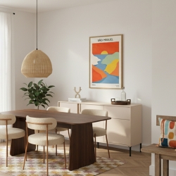 Buffet HULDA beige 3 portes 2 tiroirs 153cm