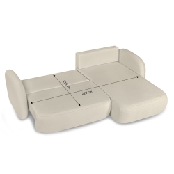 Canapé d'angle droit convertible CARLOTTA 4 places tissu bouclette grège